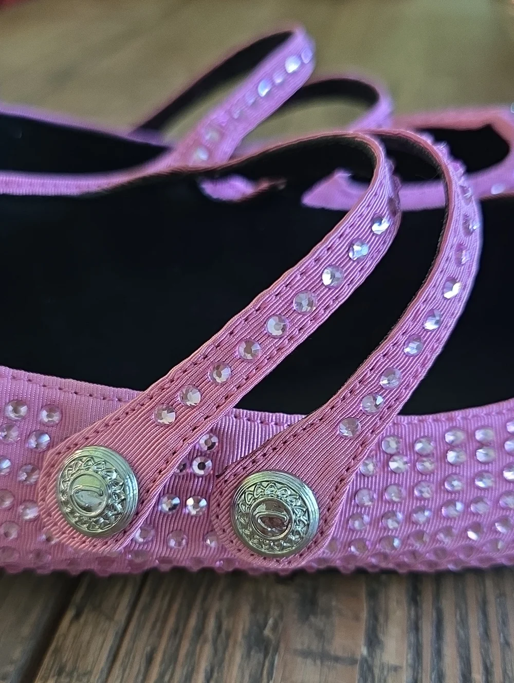 Circus by Sam Edelman Pink and Black Double-Strap Studded Flats